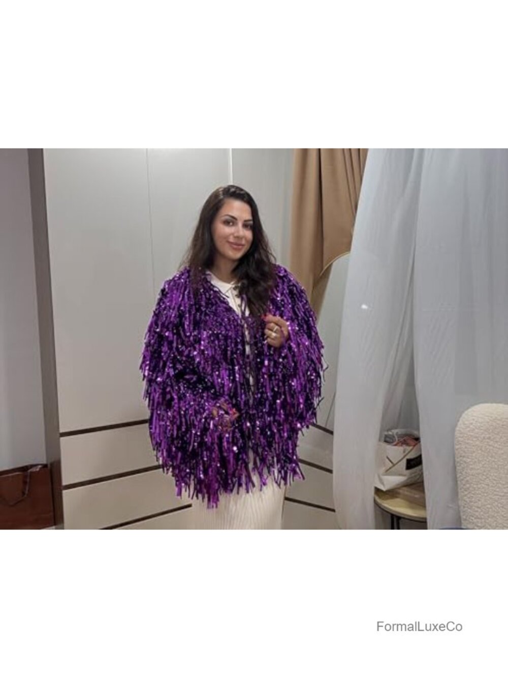 Unisex Thick Metallic Tinsel Foil Jacket Extra Dense Glitter Costume Rave - Picture 3 of 6